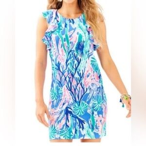 Lilly Pulitzer Sleeveless Ruffle Shift Dress Women’s Small Multicolor Print